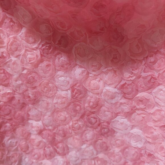 NWT Le Lis Pink Puff Sleeve Floral Crop Top W/ Textured Rose Design Large - Picture 5 of 11